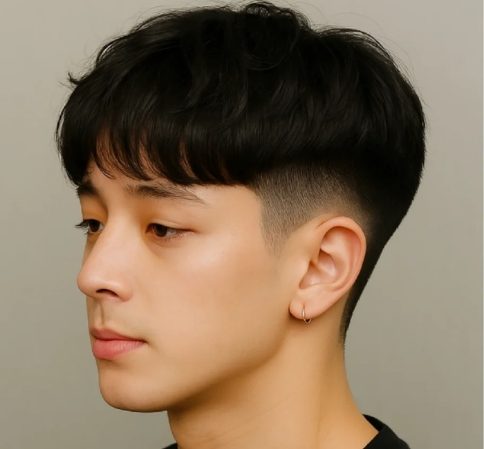  Two block undercut haircut with tight shaved sides and voluminous long top