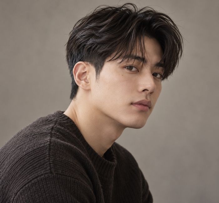 Korean man with a two-block haircut