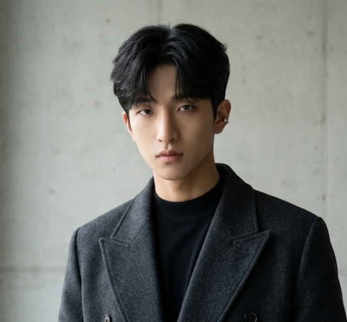 Korean K-pop hairstyle with layered volume, sleek middle or side part, and idol-inspired trendy styling