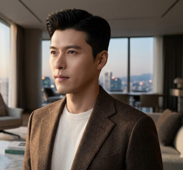 Korean side part haircut with clean short sides, longer top, and neatly brushed directional styling for men