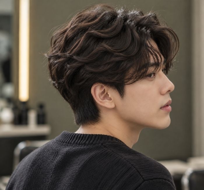 Korean man with loose S-curl waves