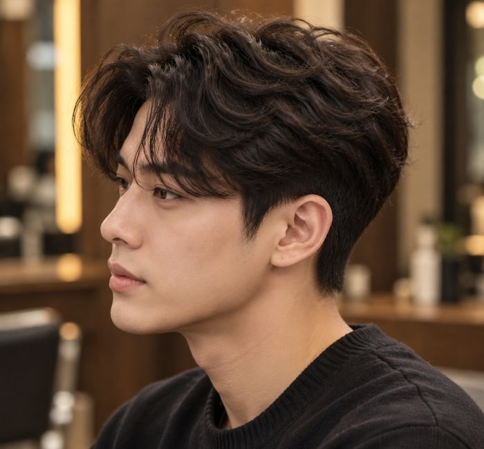Korean man with a soft shadow perm