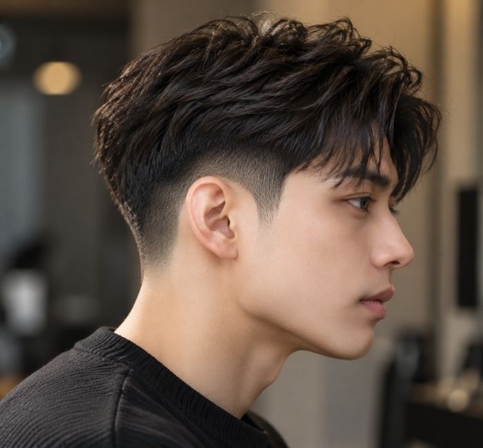 Korean man with a textured taper fade