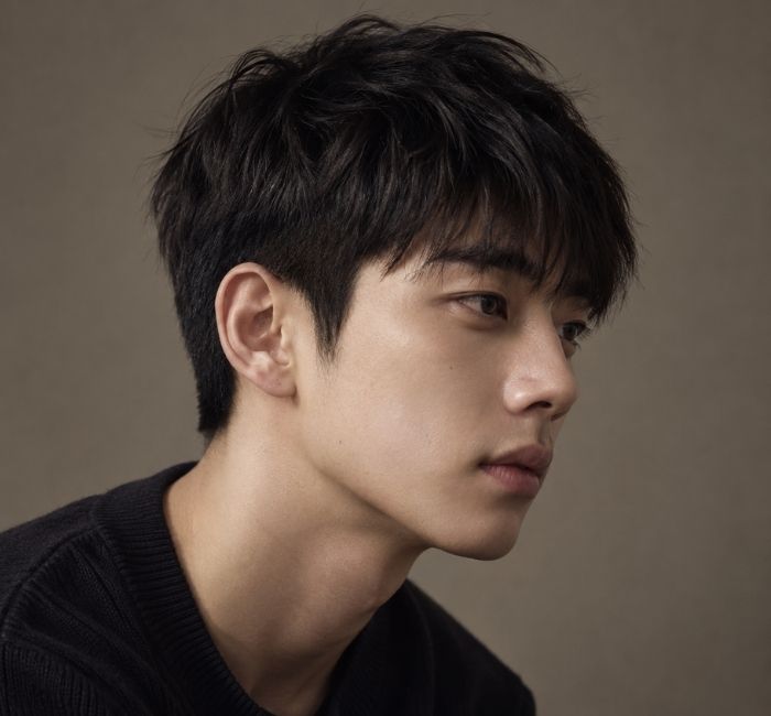 Korean man with textured fringe