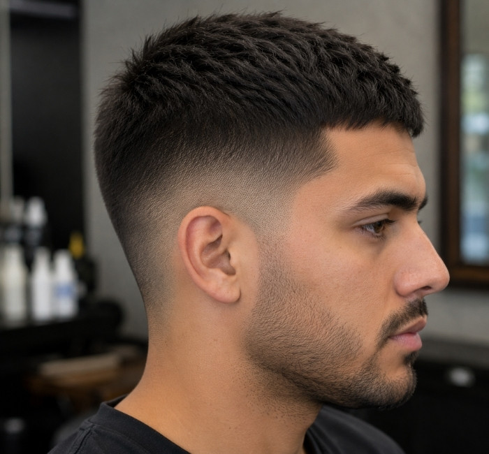 Soft shadow fade with a blurred transition and short textured top