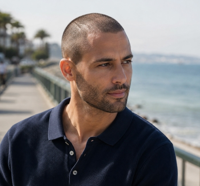 Short haircut style for men with overall diffuse thinning hair