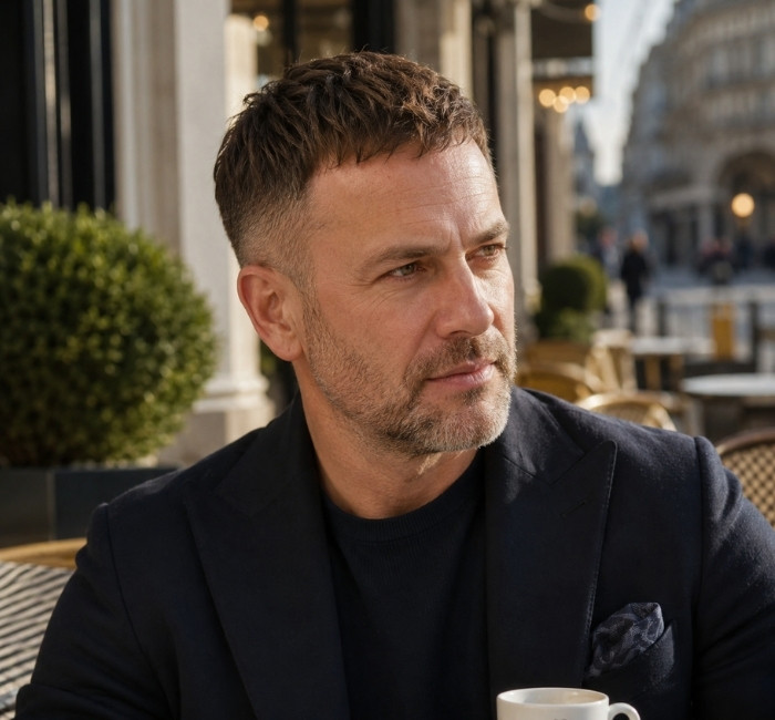 Textured haircut styles for men with receding hairline and thin hair