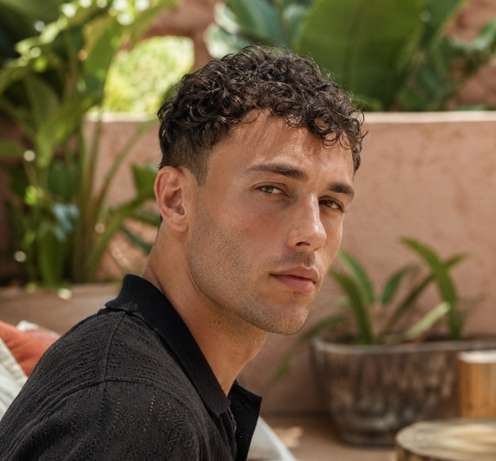 Short curly haircut for men with thin curly hair and natural texture