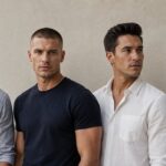 Men wearing different classic haircuts including side part crew cut pompadour and French crop