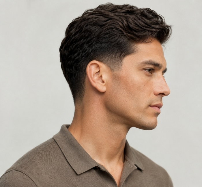 Man with a classic taper haircut and softly blended sides