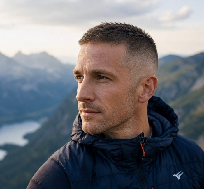 High and tight haircut style for men with thin hair and short faded sides