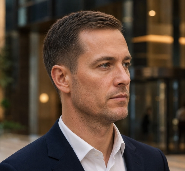 Professional Ivy League haircut style for men with fine thin hair