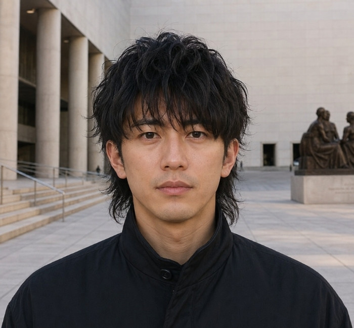 modern mullet from the front wet look