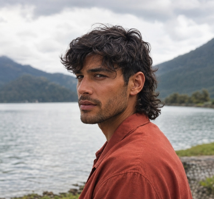 messy textured mullet with natural waves