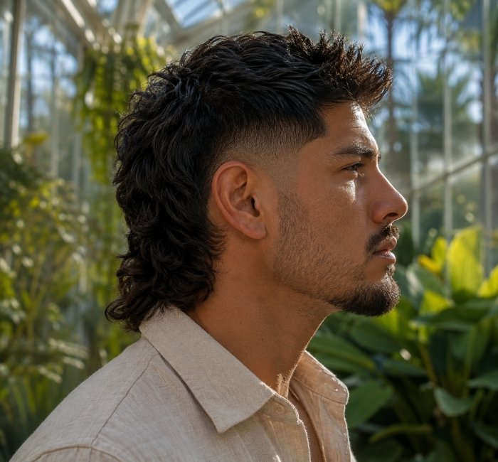 burst fade mullet clean barbered look