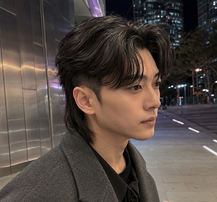 two block mullet Korean inspired haircut men