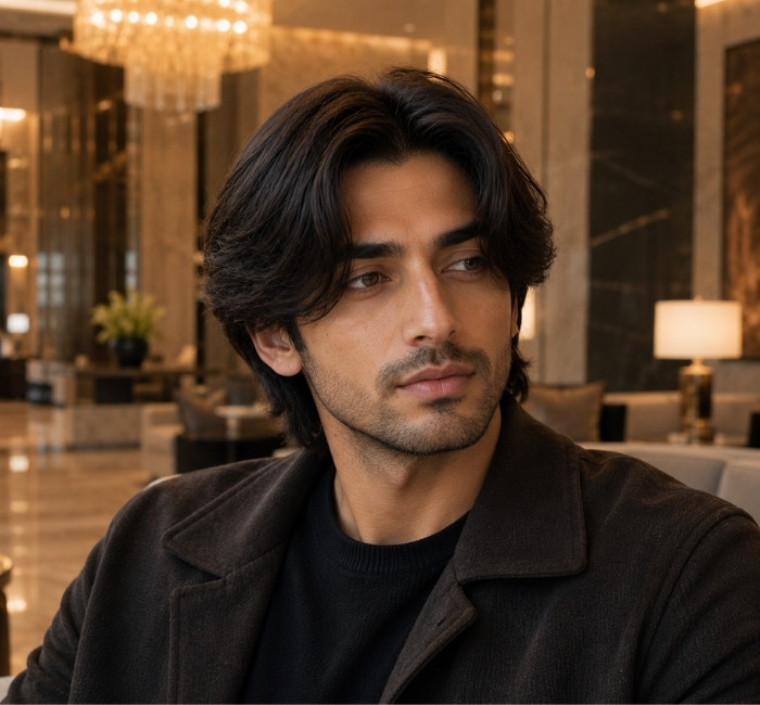 
 Curtain haircut style for men with an oval face shape
