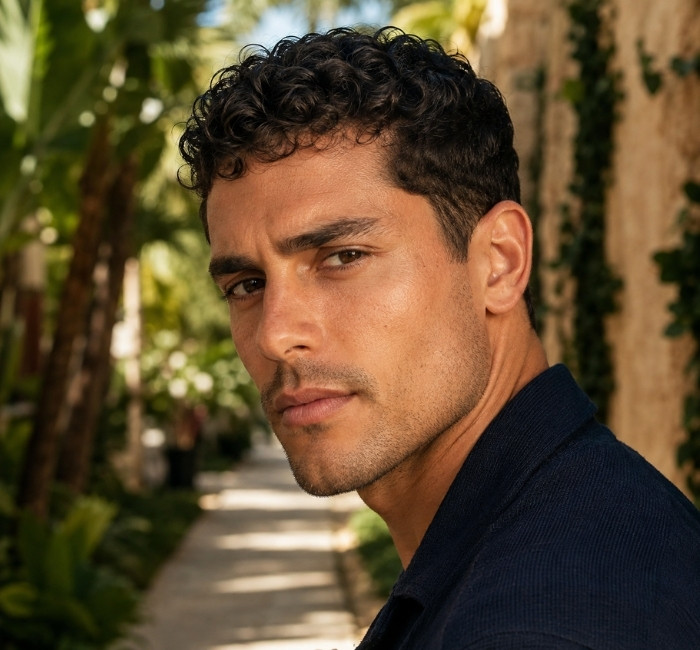 Short curly crop haircut for men with thin curly hair and natural texture