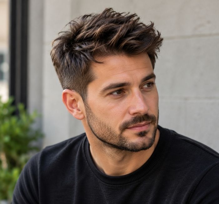 Natural textured men's hairstyle